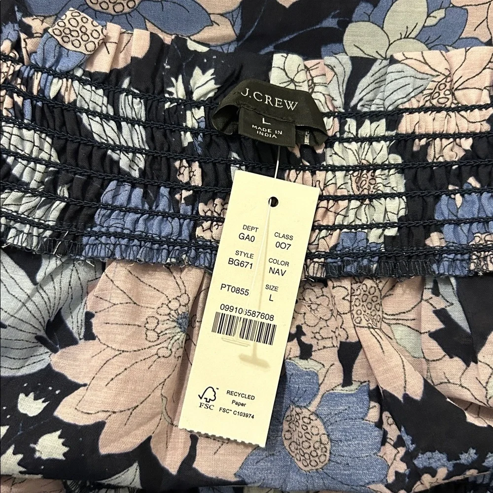 J. Crew Squareneck Puff-sleeve Top Liberty London Zinnia Floral NWT Size Large